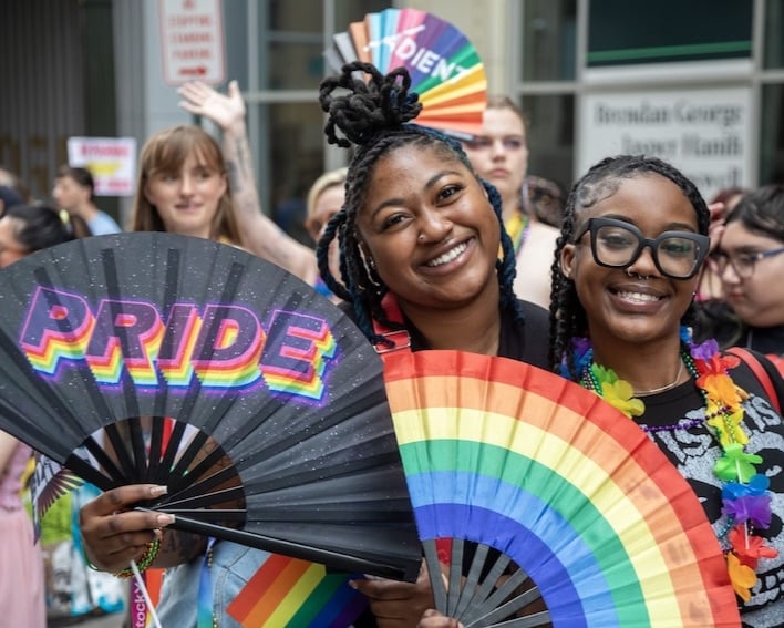 LGBTQ activists and allies march in the Motor City Pride parade in Detroit in 2025. (Jim West/UCG/Universal Images Group via Getty Images)